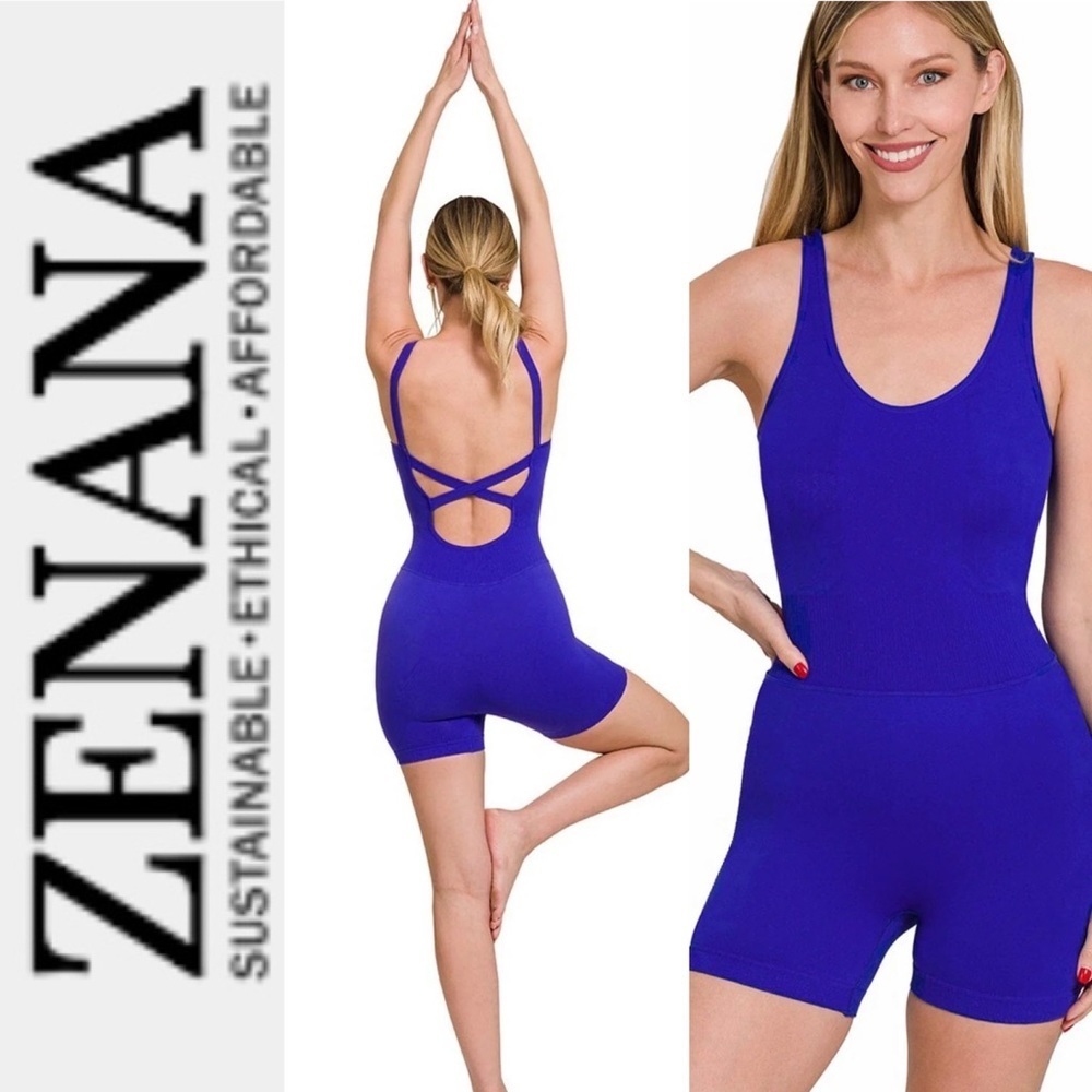 Zenana Sports Romper Size L/XL Bright Blue